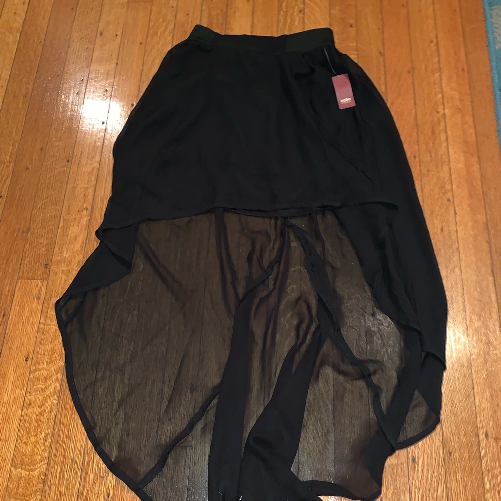 High low skirt.